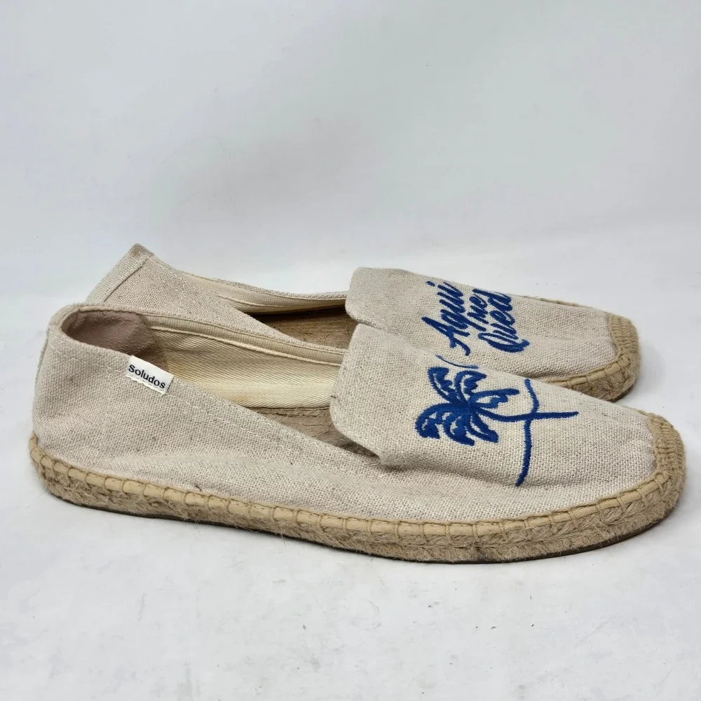 Soludos x Rosewood Mayakoba Espadrilles Womens 9 Aqui Me Quedo Palm Tree Linen